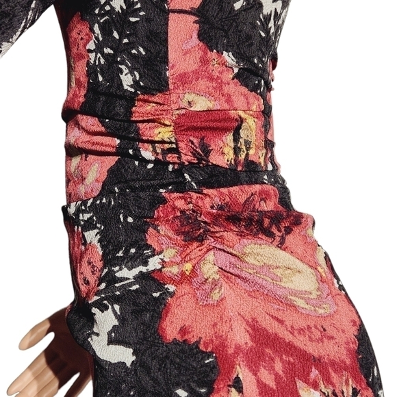 TRACY Reese Anthropology Floral Ruched Silk Sheath Dress Size: 4 - Picture 11 of 14